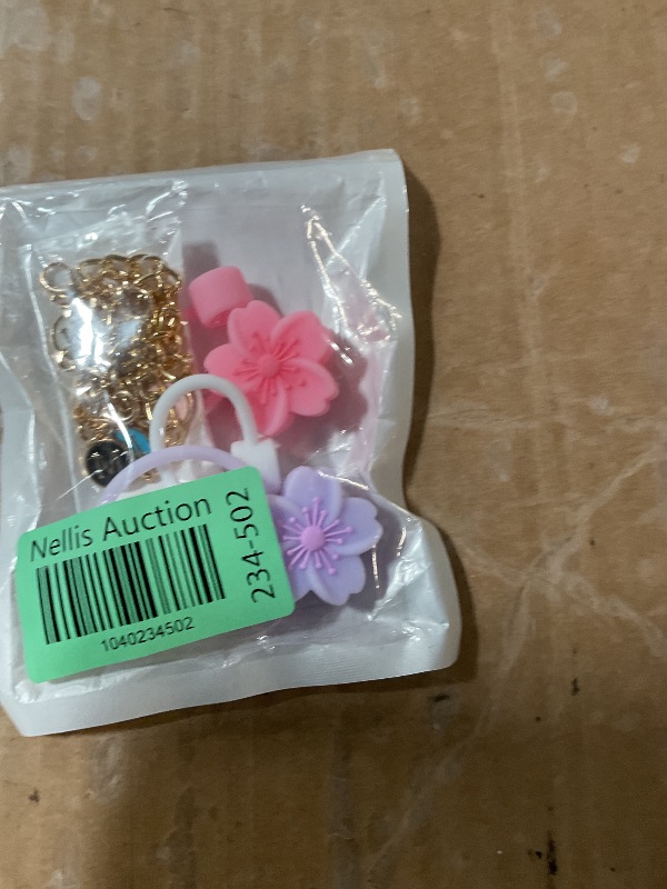 Photo 1 of (4+4) 4PCS Cute Silicone Flower Straw Covers Topper Compatible with Stanley Cups 30 40 OZ w/ 4PCS Initial Letter Charms for Stanley Tumblers Handle Personalized Accessories Gift for Stanley Lover (M)