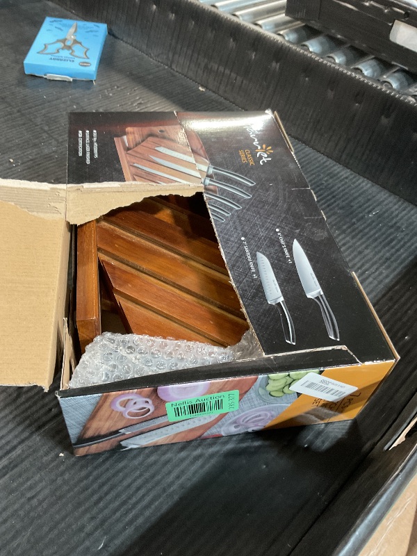 Photo 1 of ***(MISSING CUTTINGBOARD)***
Harriet Knife Set - 7 Pieces Kitchen Knife Set with Cutting Board & Sharpener, High-Carbon Stainless Steel Knife Block Set, Chef Knife Set with Acacia Wood Knife Block