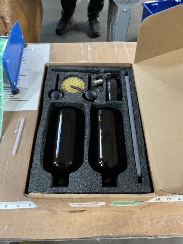 Photo 1 of [Luxury] Kitchen Soap Dispenser Set - 16OZ Amber Glass Bottle, Stainless Steel Pump, Instant Dry Tray, Waterproof Labels, Non-Slip Silicone Pad, and Dish Brush | Upgrade for Your Kitchen and Bathroom
