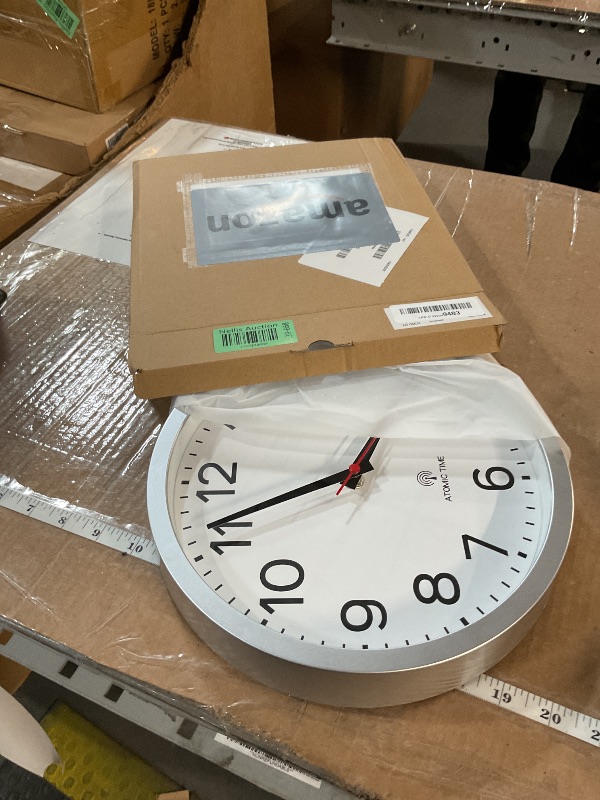 View 2 of AKCISOT Atomic 10 Inch Wall Clock Analog Clocks for Indoor Kitchen, Battery Operated Clock for Bedroom Office Classroom Living Room(Silver)