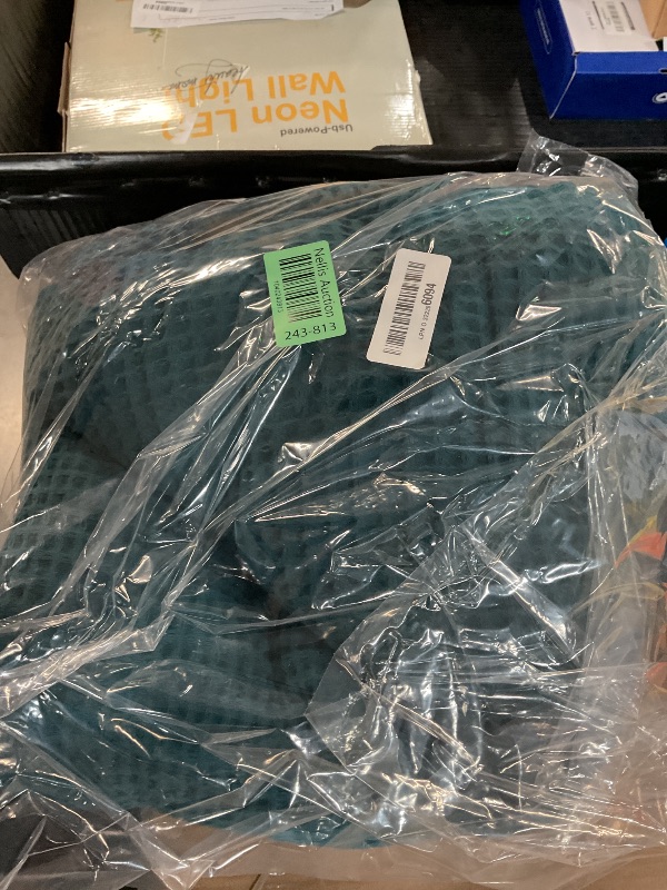 Photo 1 of (SINGLE) 100% Cotton Blanket for King Size Bed - Blue Waffle Weave Lightweight Summer Bed Blanket - 102x90in Prewashed Breathable, Woven, Layering Blanket (King, Peacock)