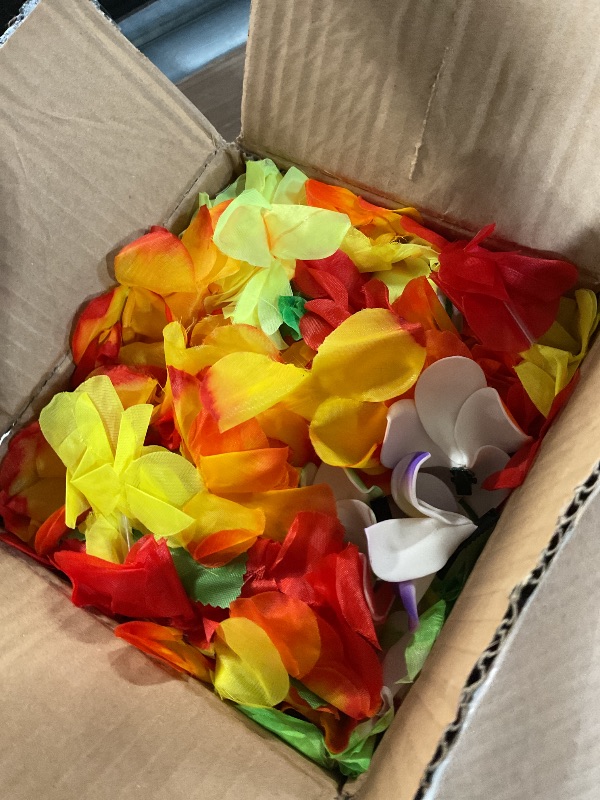 Photo 1 of ***(MISSING PARTS)***
50 PCS Soft Hawaiian Leis Luau Party Decorations Tropical Favors Lei Flower Hair Clip,Headbands and Wristbands Perfect for Your Hawaii Luaus Party.