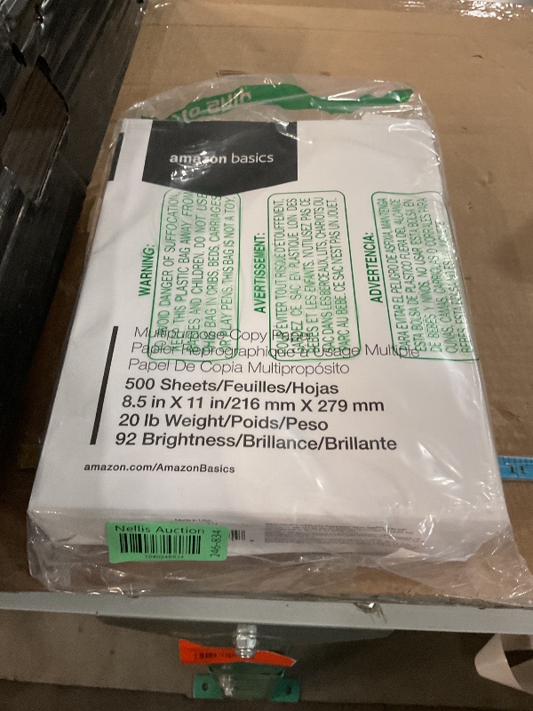 Photo 1 of Amazon Basics Multipurpose Copy Printer Paper, 8.5 x 11 inches, 20 lb, 1 Ream, 500 Sheets, 92 Bright, White