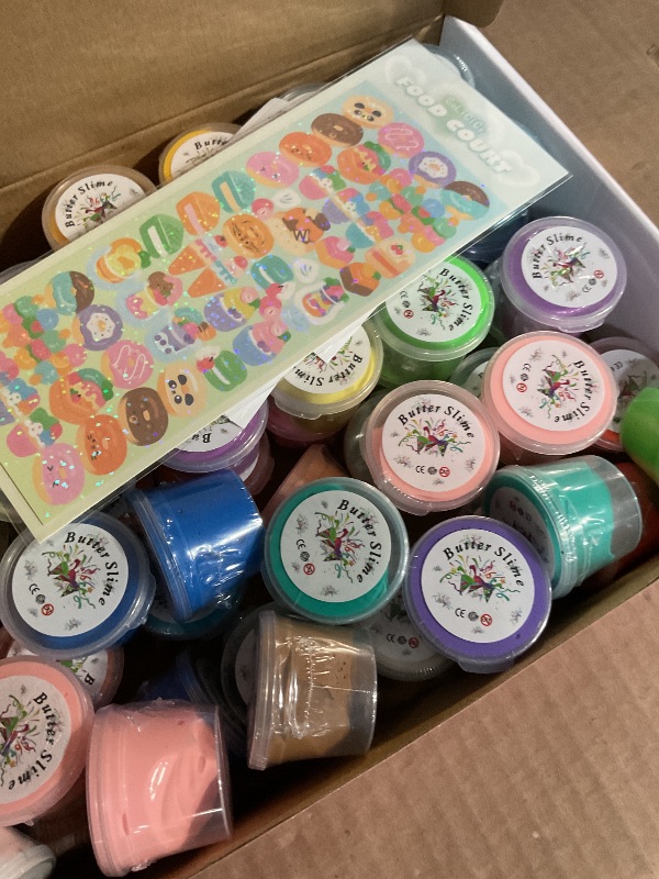 Photo 1 of Butter Slime Kit 68 Pack, Non-Sticky and Super Soft Sludge with Cake Sticker, Perfect for Girls Party Favors, Birthday Gifts, DIY Putty Fidget Toys, Christmas Eve Box Fillers, Xmas Stocking Stuffers