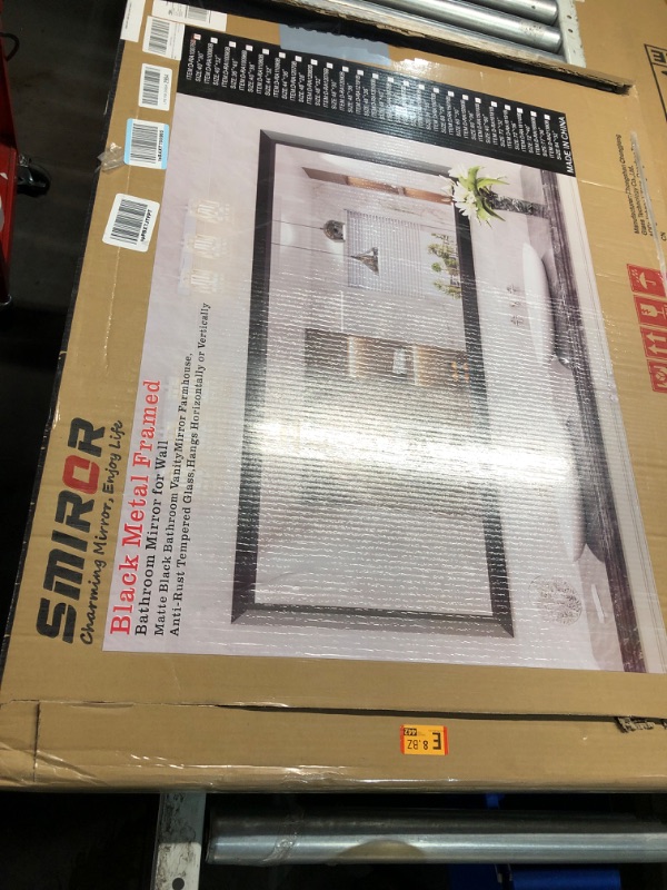 Photo 1 of *USED FRAME DUSTY*SMIROR 40x30 Inch Matte Black Bathroom Mirrors for Over Sink, Metal Framed Vanity Mirror for Wall, Rectangular, Right Angle Corner, Thick Frame, Tempered Glass (Horizontally/Vertically)