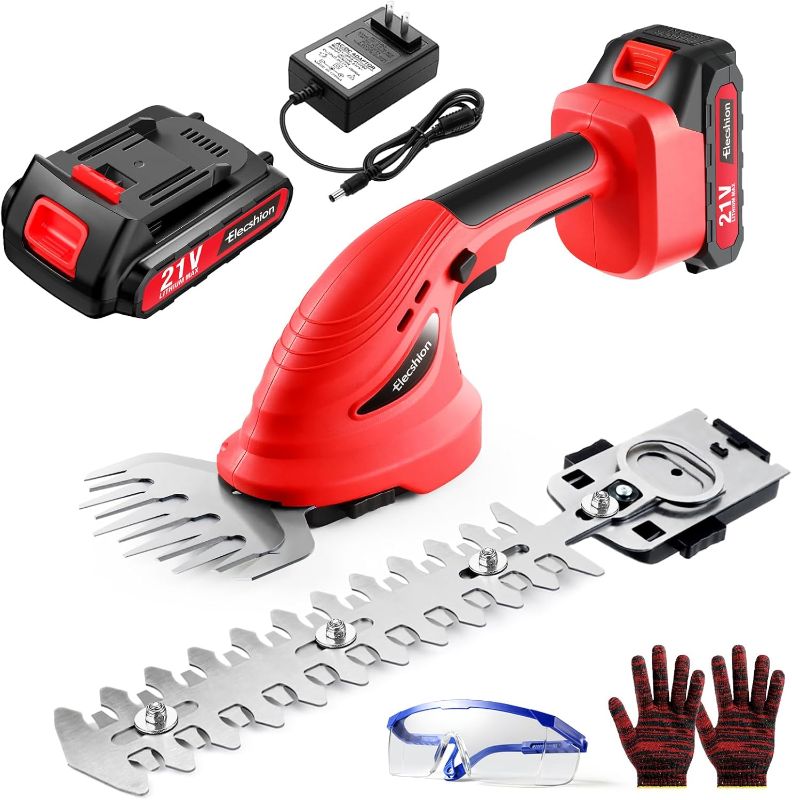 Photo 1 of ***STOCK PHOTO REFERENCE ONLY***Cordless Hedge Trimmer - 21V Powered Electric Shrub/Grass Trimmer with 2 Pack Rechargeable Battery - 2 in 1 Handheld Grass Cutter + Hedge Shears for Gardening, Lawn, Yard