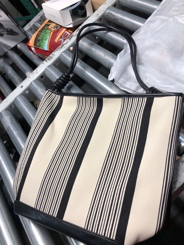 Photo 1 of (see all images) Bucket Bag for Women Shoulder Handbag Canvas Satchel Bag Designer Tote Purse Striped Hobo Bag Daily Commuter Work Bag