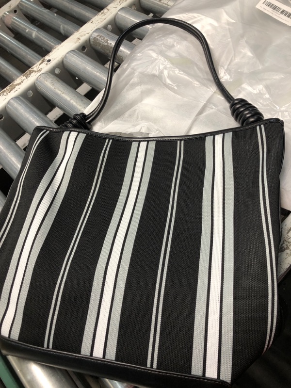 Photo 1 of ( see all images) Bucket Bag for Women Shoulder Handbag Canvas Satchel Bag Designer Tote Purse Striped Hobo Bag Daily Commuter Work Bag