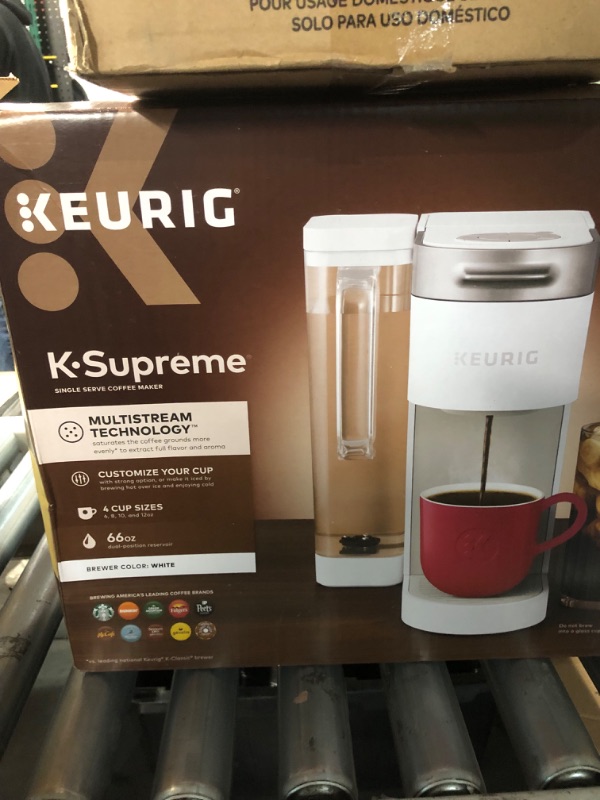 Photo 1 of ** parts only ** 
Keurig K-Supreme Single Serve K-Cup Pod Coffee Maker, MultiStream Technology, 4 Brew Sizes, 66oz Dual-Position Removable Reservoir, White