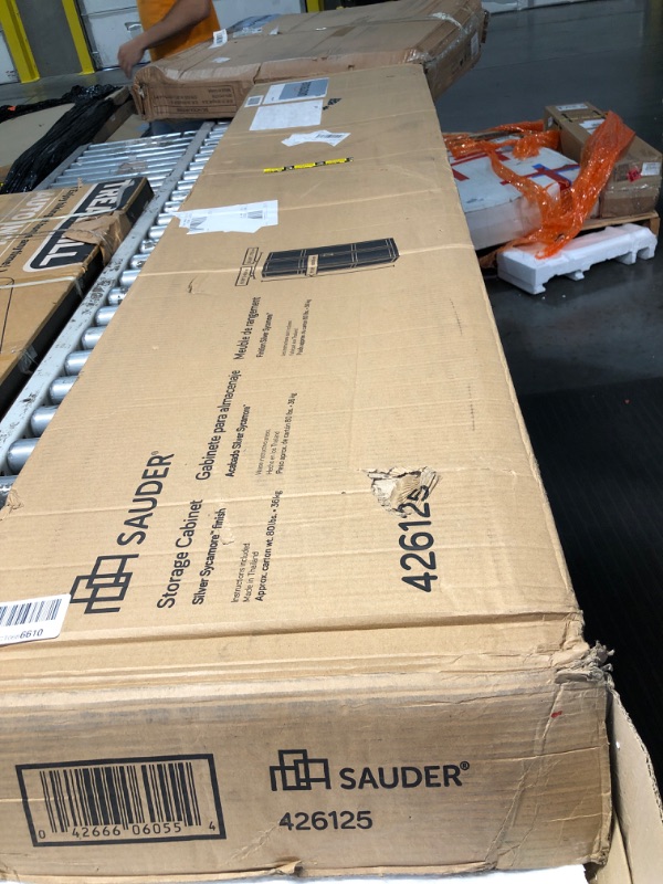 Photo 1 of Sauder Select Storage Cabinet, Pantry Cabinet Kitchen Storage with Adjustable Shelves, Bathroom Storage Cabinet, in Silver Sycamore