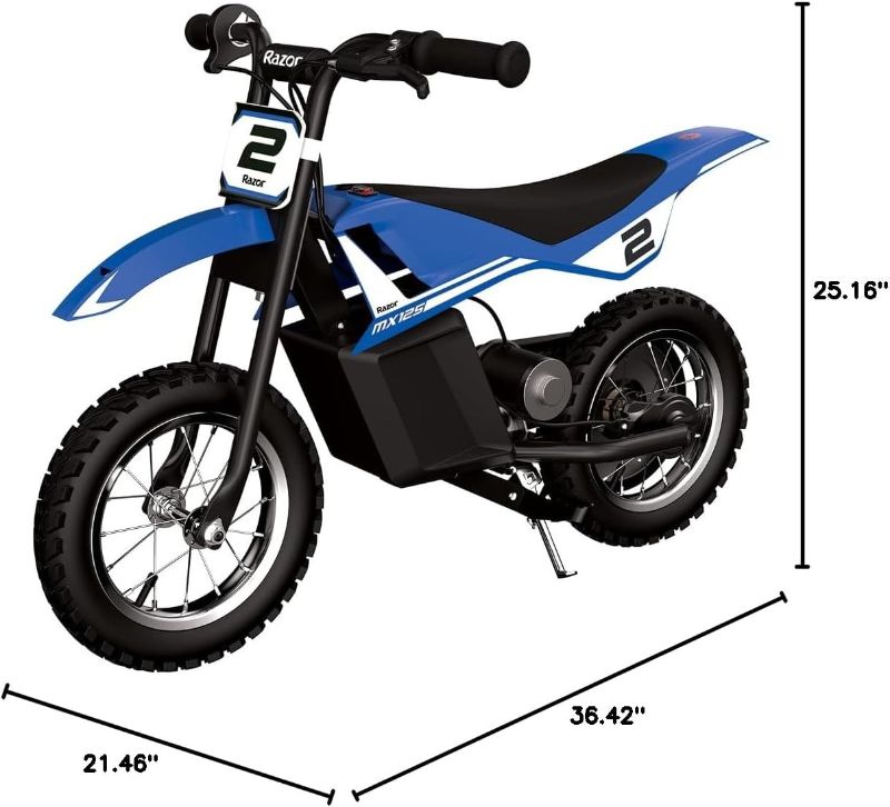 Photo 1 of ( charger missing ) Razor Dirt Rocket MX125 - Blue, 12V Electric-Powered Miniature Dirt Bike, for Child 5+