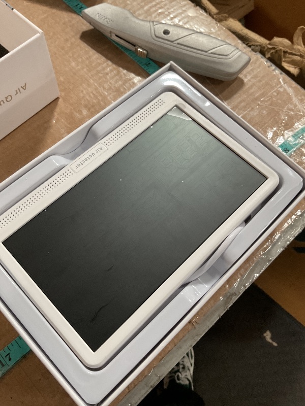 Photo 1 of (PARTS) (does NOT charge unless plug is held in tightly manually) 16 in 1 Air Quality Monitor Indoor 7" Display 9 AQI+7 AQI Alerts Air Quality Meter for CO2, TVOC, PM2.5 PM1.0 PM10, HCHO, Temperature Humidity AQI & Time, Air Detector Air Quality Tester fo