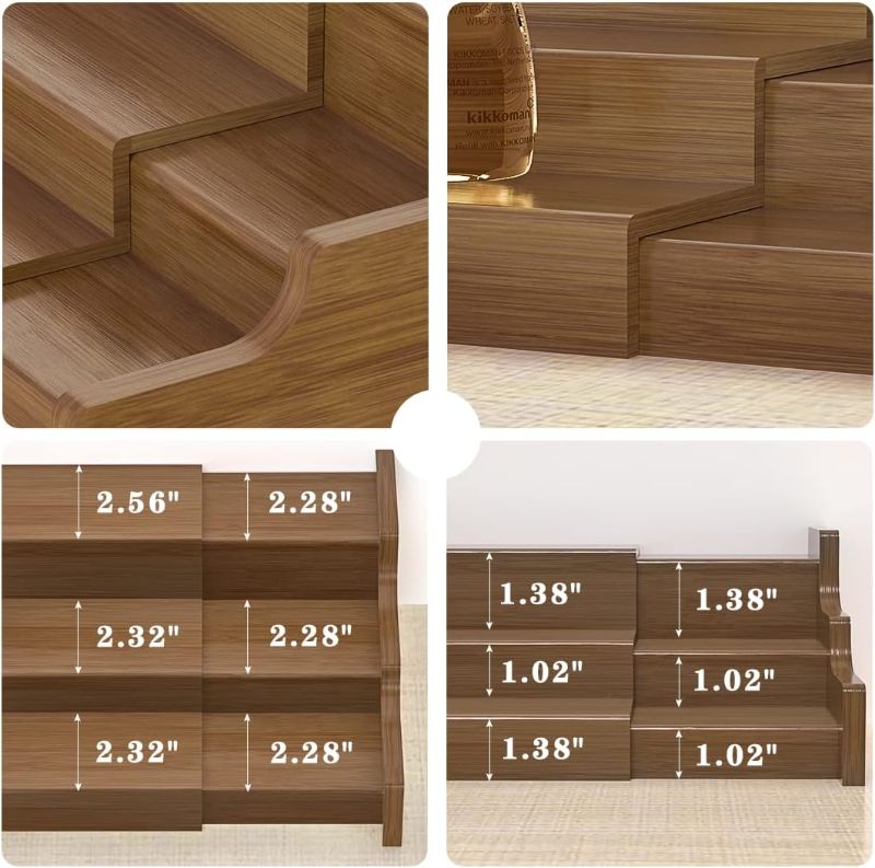Photo 1 of (FAIR) Bamboo Spice Rack Cabinet Organizer - 3 Tier Wooden Expandable Walnut Display Shelf