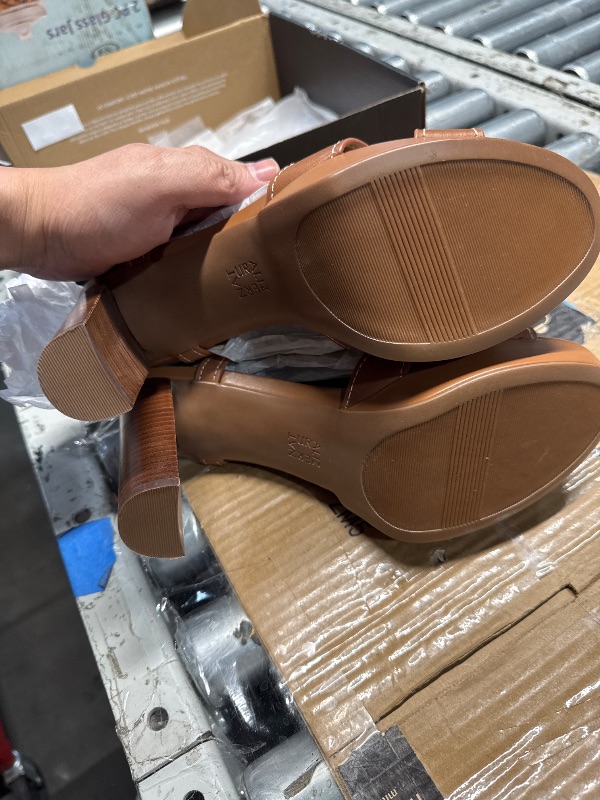 Photo 1 of Naturalizer Womens Marnie Platform T-Strap High Heel Sandal English Tea Brown Leather 11 M