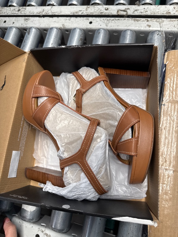 Photo 1 of Naturalizer Womens Marnie Platform T-Strap High Heel Sandal English Tea Brown Leather 11 M