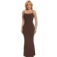 Photo 1 of  Women's Summer Slim Dress Adjustable Spaghetti Straps Ribbed Slim Fit Maxi Dress RED
