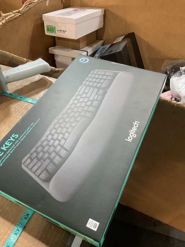 Photo 1 of Logitech Wave Keys Wireless Ergonomic Keyboard with Cushioned Palm Rest, Comfortable Natural Typing, Easy-Switch, Bluetooth, Logi Bolt Receiver, for Multi-OS, Windows/Mac - Graphite