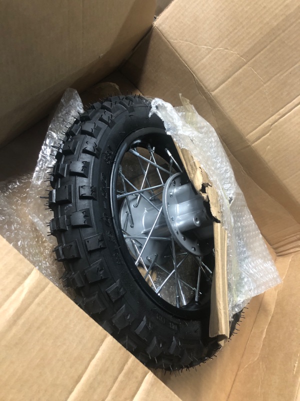 Photo 1 of Otufan Rear Rim Assembly, with 2.5-10in Wheel Tire and Disc Brake Rotor Motorcycle Accessories Fit for 50cc 70cc 110cc SSR Dirt Pit Bike