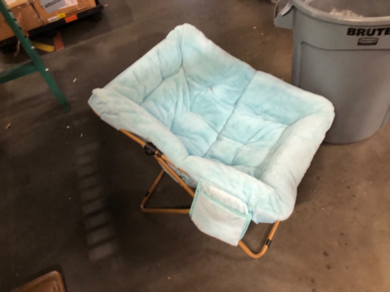 Photo 1 of (KIDS) (USED/FAIR) Kasunpul Comfy Saucer Chair, Foldable Living Room Chairs, Soft Faux Fur Lounge Chair for Bedroom, Reading Chairs for Adults, Kids, X-Large (Mint)