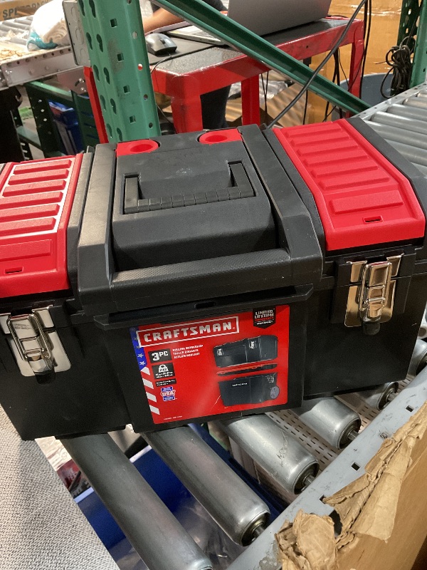 Photo 1 of (See all images)CRAFTSMAN 19-in. 3-in-1 Rolling Tool Box with Wheels, Red, Plastic, Lockable (CMST18614)