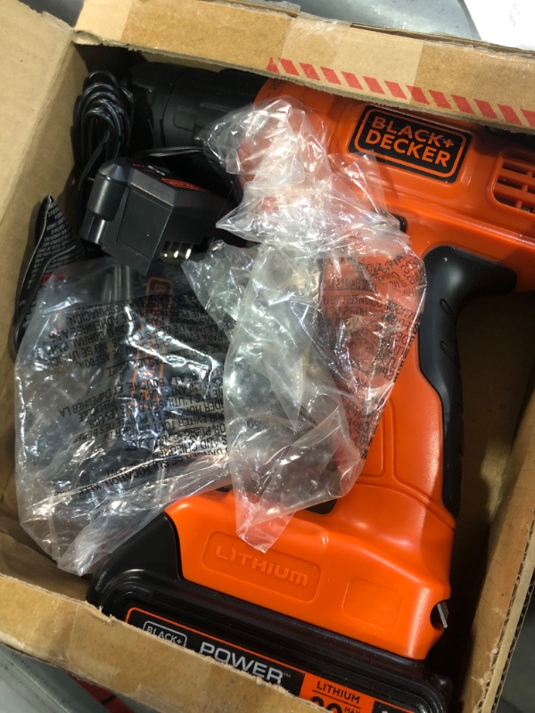 Photo 1 of (used)(see images) BLACK+DECKER 20V MAX POWERECONNECT Cordless Drill/Driver + 30 Piece Bits and Drivers Kit (LD120VA)