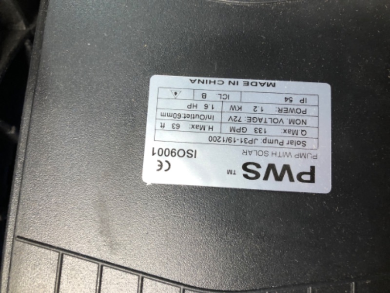 Photo 1 of ***DAMAGED - INCOMPLETE - SEE COMMENTS*** ***PARTS ONLY*** ***NON REFUNDABLE*** 
PWS Solar Powered Swimming Pool Pump, 72VDC, 1.6HP, 62ft, 136GPM, Solar Water Pump with MPPT Controller, Suitable for Salt Water, JP31-19/1200
