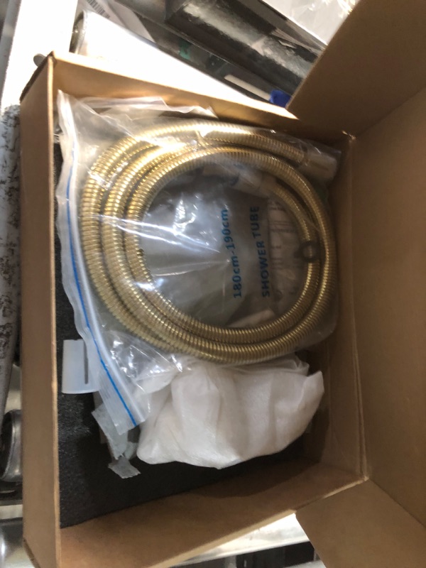 Photo 1 of (PARTS) (NOT A COMPLETE KIT) G-Promise All Metal 8 Inch Dual Square Shower Head with Handheld Combo, Rain Shower Head, Adjustable Extension Arm, Smooth 3-Way Diverter, 71 Inch Extra Long Hose - A Bathroom Upgrade (Polished Brass)