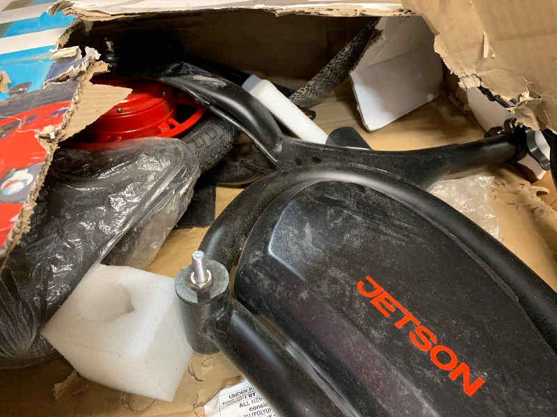 Photo 1 of ***PARTS ONLY MISSING HARDWARE***Jetson Bolt Electric Bike, Foot Pegs, Easy-Folding, Built-In Carrying Handle, Twist Throttle, Cruise Control, Up To 15.5 MPH, Range Up To 15 Miles, Ages 13+, Black, JBOLT-BLK