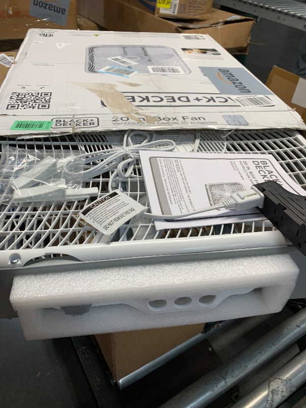 Photo 1 of BLACK+DECKER Box Fan with 3 Speed Settings, 20” Box Fan with Carrying Handle, Rotary Knob and Recessed Cord Storage, Portable Fan and Cooling Fan for Home, Office, Garage, Basement & More