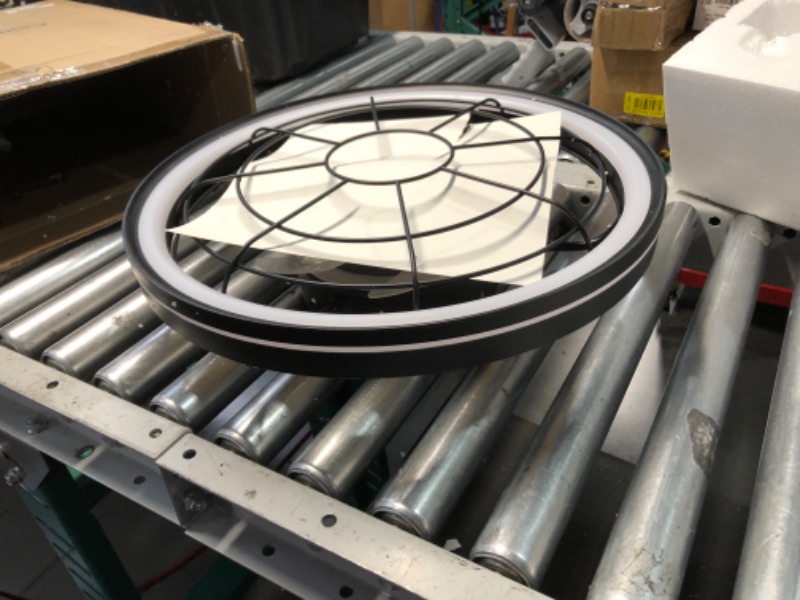 Photo 1 of Hisummer Low Profile Ceiling Fan with Light and Remote Bladeless Bedroom Ceiling Fan with Light, 20in Small Flush Mount Ceiling Fan Dimmable Modern Enclosed Ceiling Fans for Small Room - Black