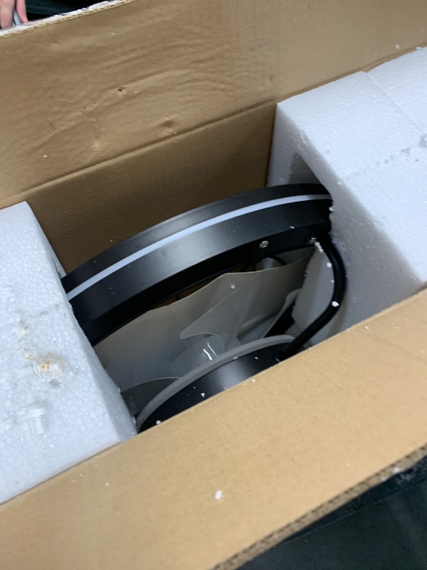 Photo 1 of Hisummer Low Profile Ceiling Fan with Light and Remote Bladeless Bedroom Ceiling Fan with Light, 20in Small Flush Mount Ceiling Fan Dimmable Modern Enclosed Ceiling Fans for Small Room - Black