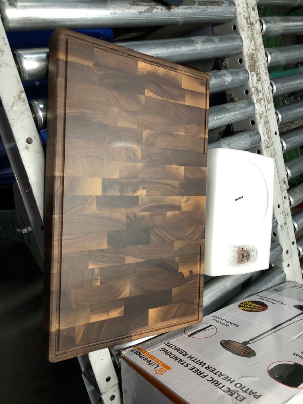Photo 1 of ***DAMAGED - CRACKED - SEE PICTURES***
American Black Walnut Cutting Board (ExtraThick 1.7"), Premium Quality & Professional Butcher Block. Heavy Duty End Grain Wood Chopping Board (Oil bottle & Plate included)