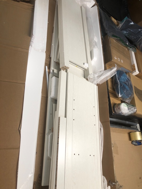 Photo 1 of (Sold for parts only)  Tall Bathroom Storage Cabinet with 3 Tier Shelf, Glass Door Cabinet, Freestanding Linen Tower