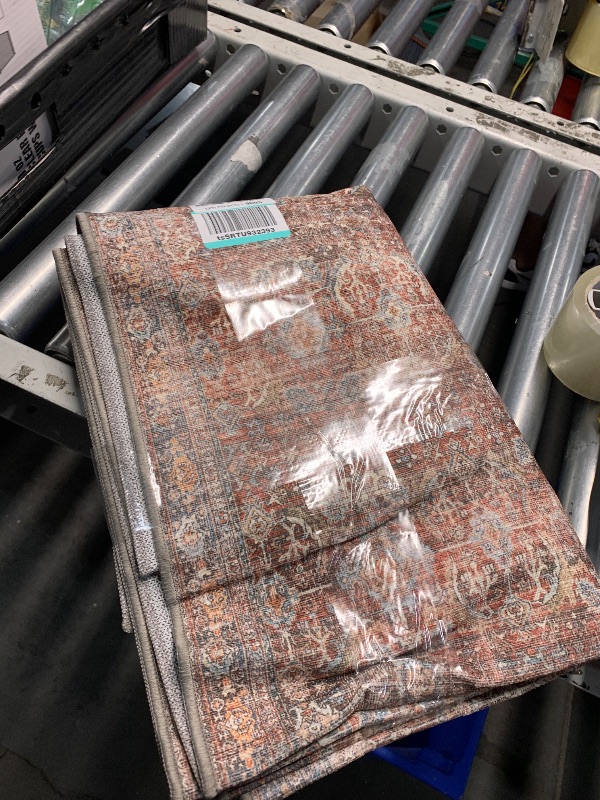 Photo 1 of 2x10 Runner Rug Machine Washable Boho Rug Runners for Hallway,Ultra-Thin Low Pile Rug,Lightweight Indoor Carpet,Non Slip Floral Runners for Enrtyway, Corridor, Home Office, Kitchen,Terracotta/Indigo