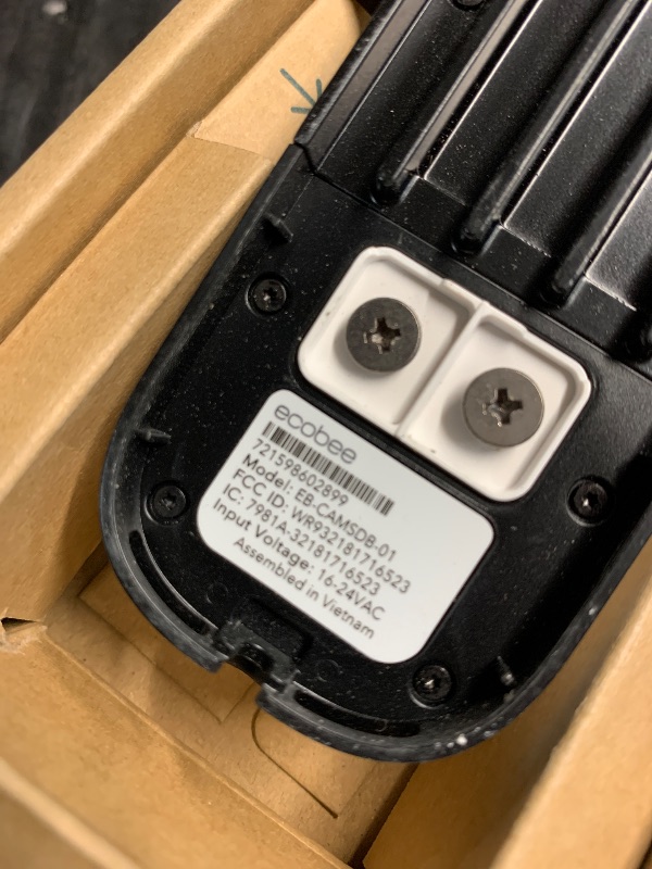 Photo 1 of **PREV USED, MISSING PIECES**
ecobee Smart Video Doorbell Camera (Wired) - with Industry Leading HD Camera, Smart Security, Night Vision, Person and Package Sensors, 2-Way Talk, and Video & Snapshot Recording