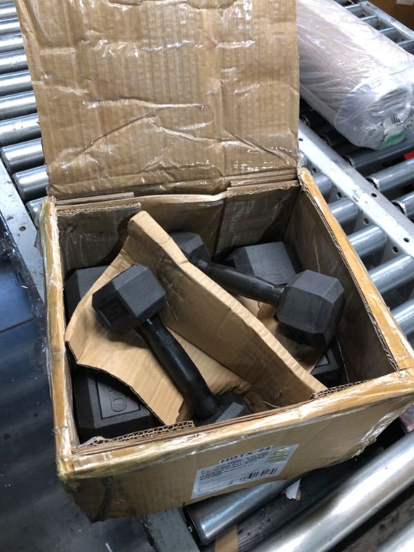 Photo 1 of (Incomplete)(see all images)Coated Hex Dumbbell Weight Set with Vertical Storage Rack | Black Handle