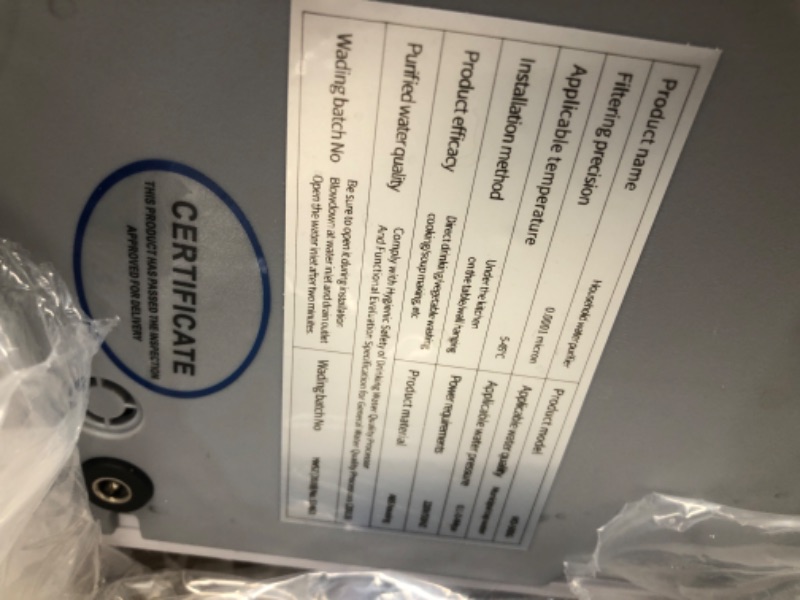 Photo 1 of ***PARTS ONLY***Tankless Reverse Osmosis System 600GPD NSF Certifed, Under Sink RO Water Filtration System TDS Reduction from 500 to 20, Tankless ro System 2.5:1 Pure to Drain Ratio for Home Kitchen Apartment(Grey)