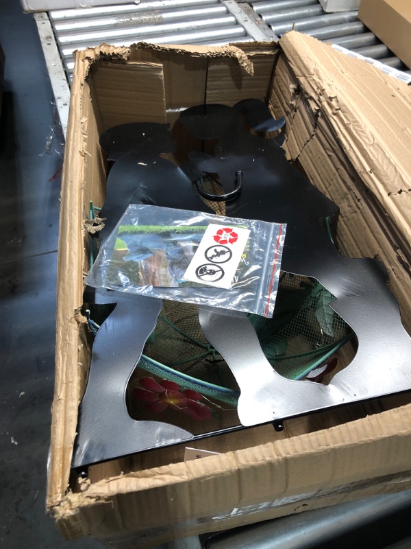 Photo 1 of *SOLD FOR PARTS*(MISSING PARTS)*Alpine Corporation 39" Tall Outdoor Solar Powered LED Lights Girl and Boy Silhouette with Umbrella Yard Statue
