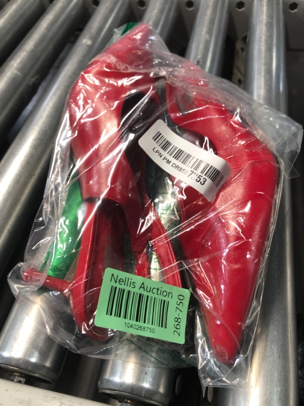 Photo 1 of (DAMAGED ON TOE) (BAGGED) (SIZE 7) JENN ARDOR Red Kitten Heels for Women Slingback Dressy Pumps Short Low Heeled Sandals Pointed Toe Fashion Casual Frech Chic Shoes Size 7