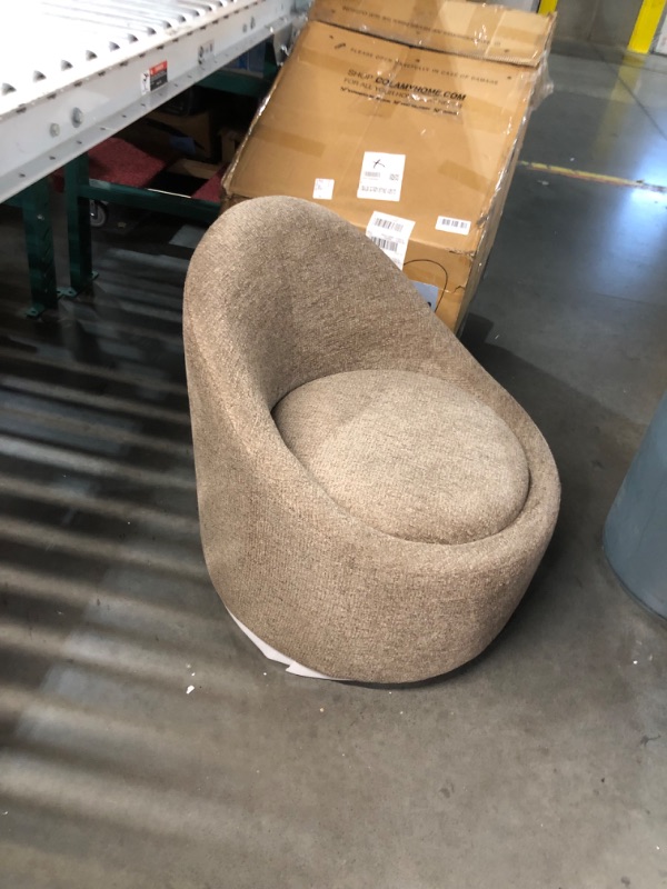 Photo 1 of ***USED - DIRTY - NO PACKAGING***
Barrel Accent Chair, 360 Swivel with Hidden Storage, Modern Round Swivel Chair for Living Room/Bedroom - Brown - 28.54"D x 25.39"W x 28.74"H