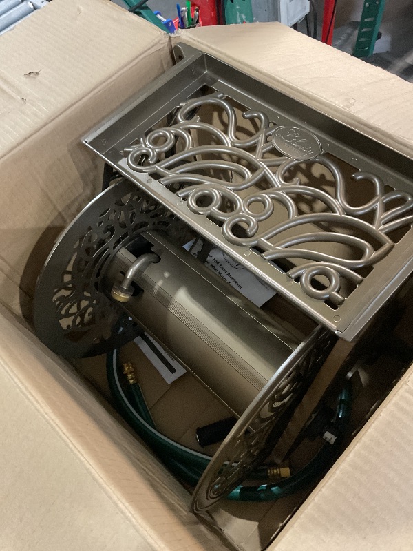 Photo 1 of (Incomplete)(sold for parts)Liberty GARDEN 704 Decorative Cast Aluminum Wall Mount Garden Hose Reel, Holds 125-Feet of 5/8-Inch Hose - Bronze