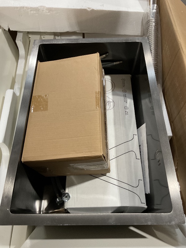 Photo 1 of (Used)(damaged)(see images) 29" Stainless Steel Freestanding Utility Sink, Laundry&Utility Room Sinks, Upgrades Faucet, Hoses and Drain Kit