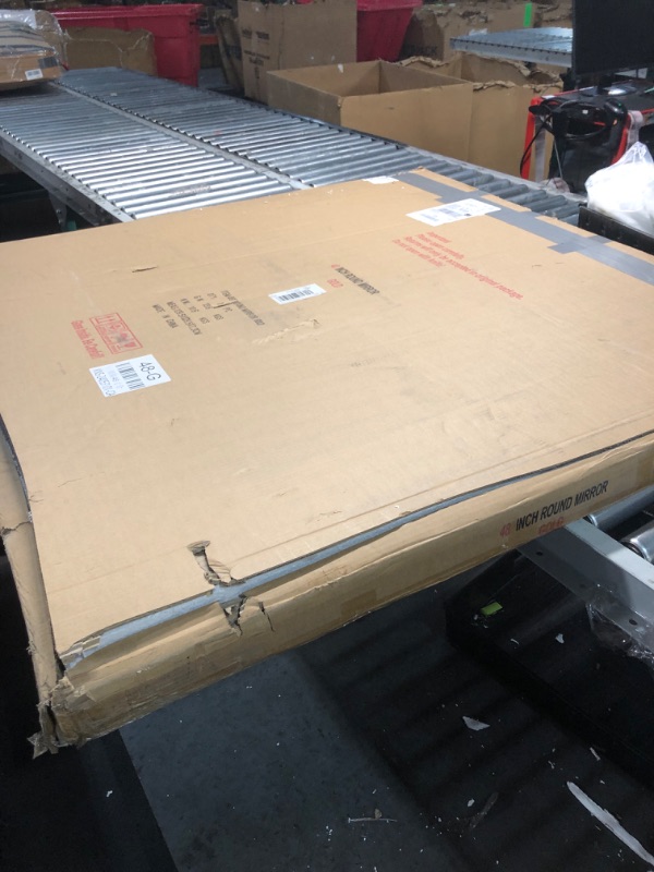 Photo 1 of 48 Inch Round Wall Mirror Gold Metal Framed Mirror Circle Mirror Modern Style HD Vanity Mirror Wall-Mounted Mirror for Entryways, Bathroom or Dorm