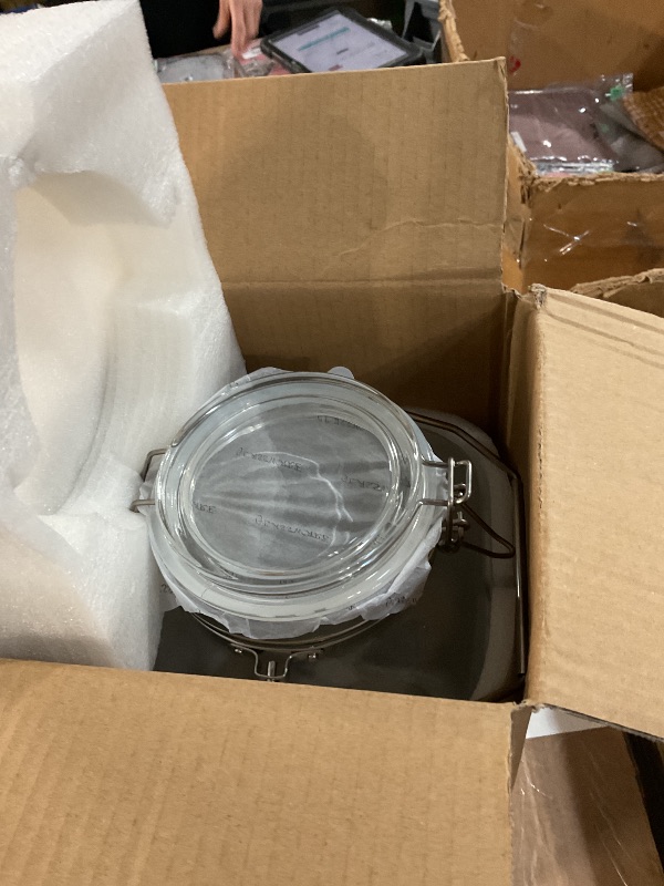 Photo 1 of [Upgrade] 2 Gallon Glass Jars with Airtight Lids, 7400 ml Large Wide Mouth Glass Mason Jars with Stainless Steel Handle, Big Storage Jars with Lids, 2 Scale Markings Cereal Containers Storage