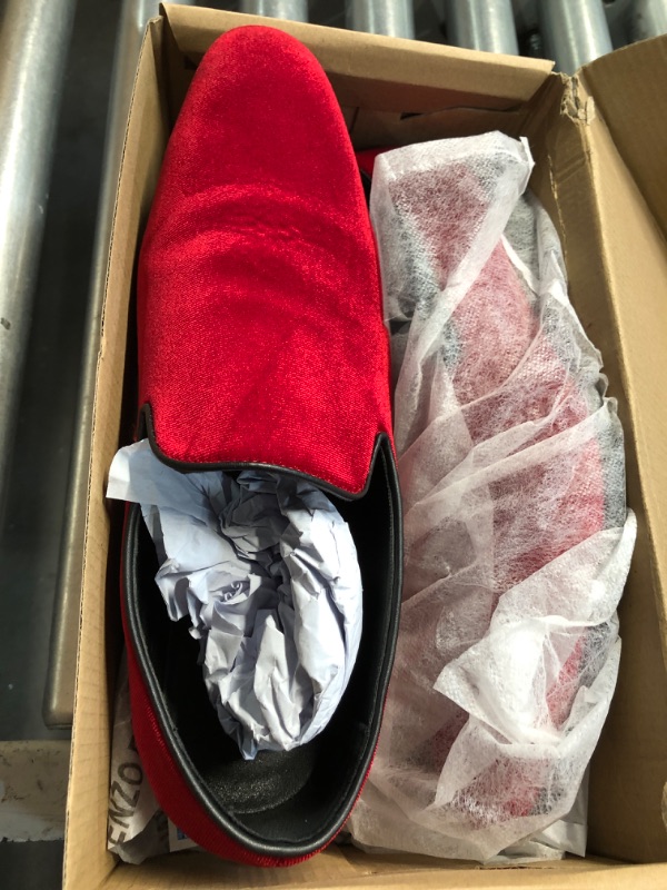 Photo 1 of ***(USED)***
SPT03 Men's Vintage Plain Velvet Dress Loafers Slip On Shoes Classic Tuxedo Dress Shoes (12, RED)