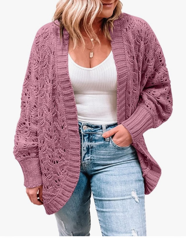 Photo 1 of (2x)Eytino Womens Plus Size Crochet Cardigan Sweater Long Sleeve Hollow Out Open Front Cardigans Outwear(1X-5X)