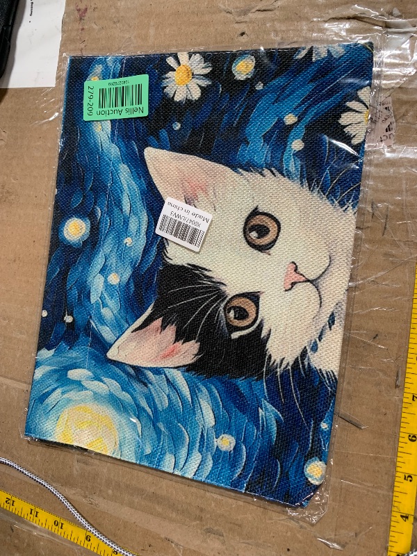 Photo 1 of ** Stock photo reference ** BlissYard Spring Welcome Black White Cat Garden Flag 12×18 Inch Double Sided Small Black Cat Flower Floral Garden Yard Flags for Spring Summer Outside Outdoor House Seasonal Decoration Flag