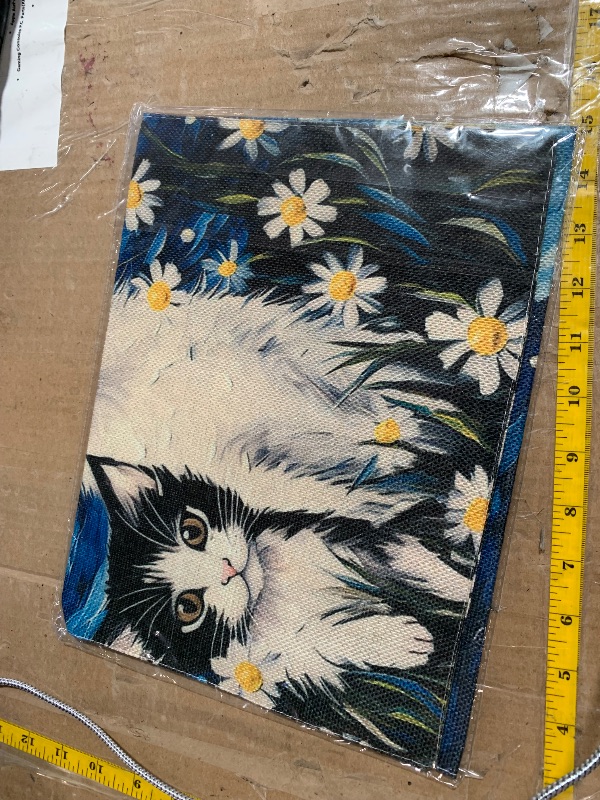 Photo 1 of ** Stock photo reference ** BlissYard Spring Welcome Black White Cat Garden Flag 12×18 Inch Double Sided Small Black Cat Flower Floral Garden Yard Flags for Spring Summer Outside Outdoor House Seasonal Decoration Flag