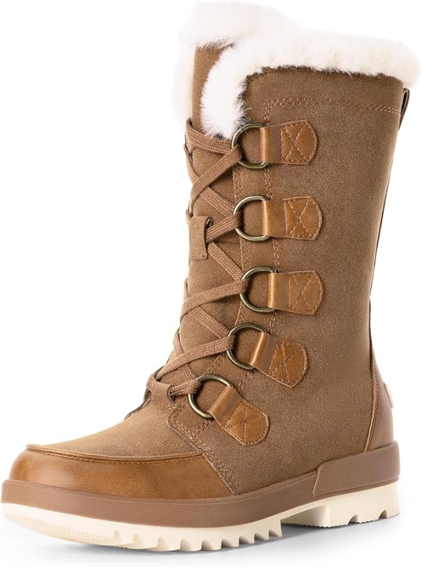 Photo 1 of *** Stock photo reference *** DREAM PAIRS Snow Winter Boots for Women Resistant Warm Mid-Calf Boots Faux Fur Lined Lace Up Anti-slip Outdoor Hiking Booties