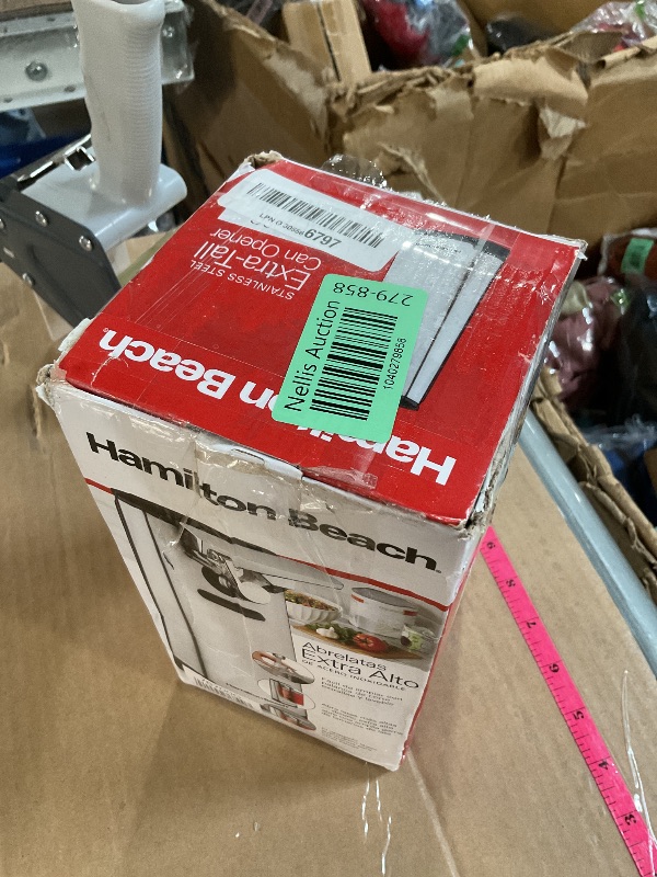Photo 1 of ***(NO RETURNS OR REFUNDS/ FOR PARTS ONLY/ NON FUNCTIONAL)***
Hamilton Beach Extra-Tall Electric Automatic Can Opener with Easy-Clean Detachable Cutting Lever, Cord Storage, Knife Sharpener, Brushed Stainless Steel (76700)